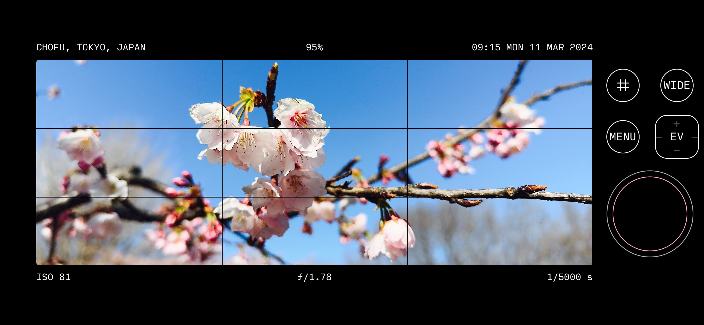 an example screen of what the camera65x24 app looks like